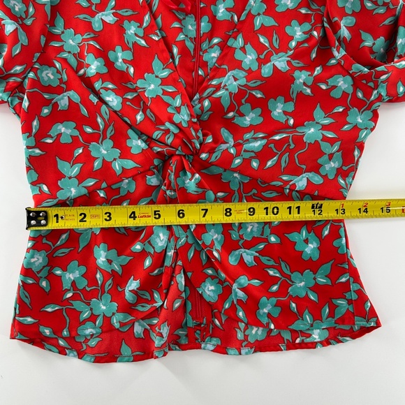 NWT: Love, Whit: Twist Front Satin Top, Red and Teal crop top, XS - Picture 8 of 9